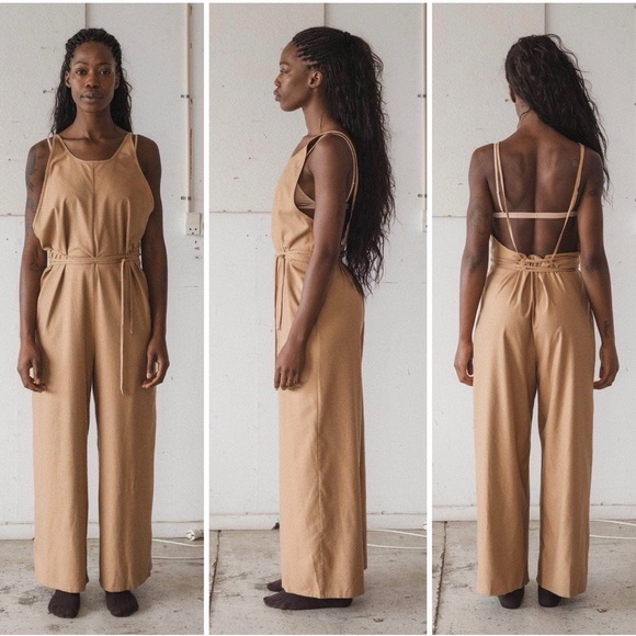 Baserange Pants - BASERANGE Otay Wild Silk Jumpsuit Tan size Small
